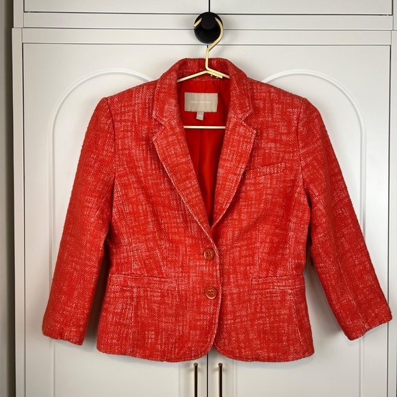 Banana Republic Women's Tweed 3/4 sleeve Blazer - Burnt Orange - Picture 2 of 9